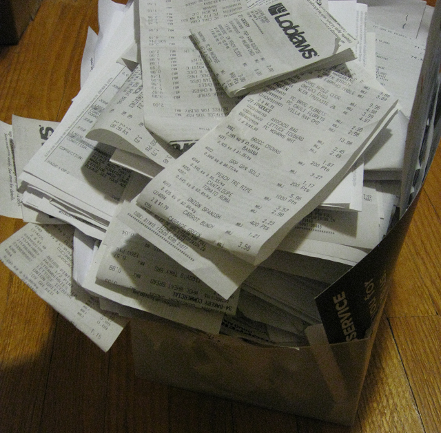 A massive box full of receipts from the past two years.